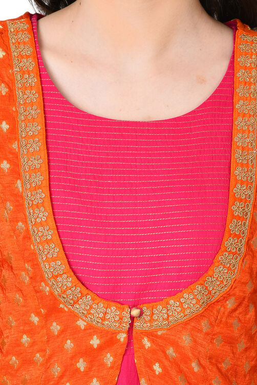 Pink Kalidar Viscose Kurta image number 4